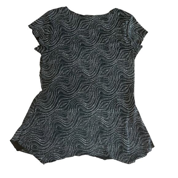 DressBarn Y2K Black Sparkly Metallic Ruched Baby Doll Top Size XL - Picture 3 of 4